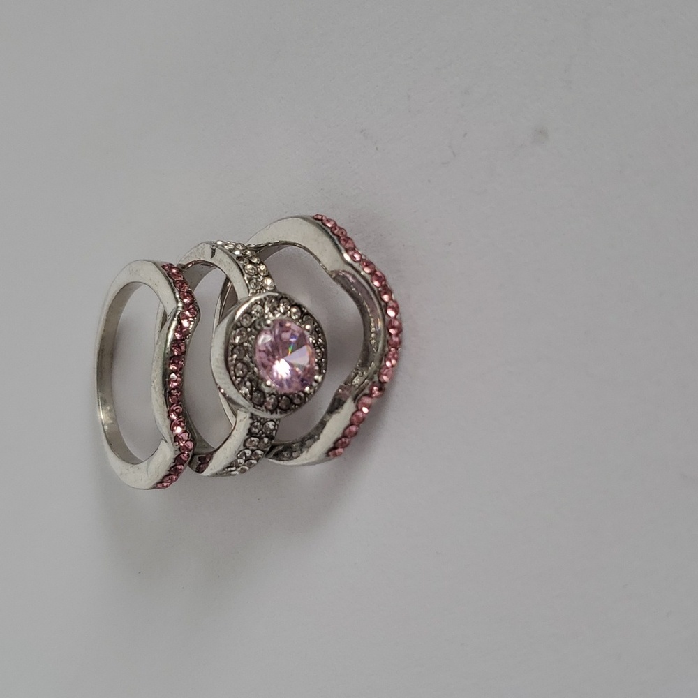 Stacked Pink Stone Ring (Costume Jewelry)